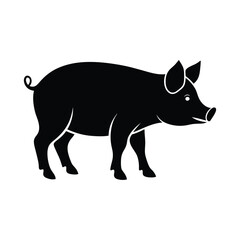 A pig silhouette isolated on a white background