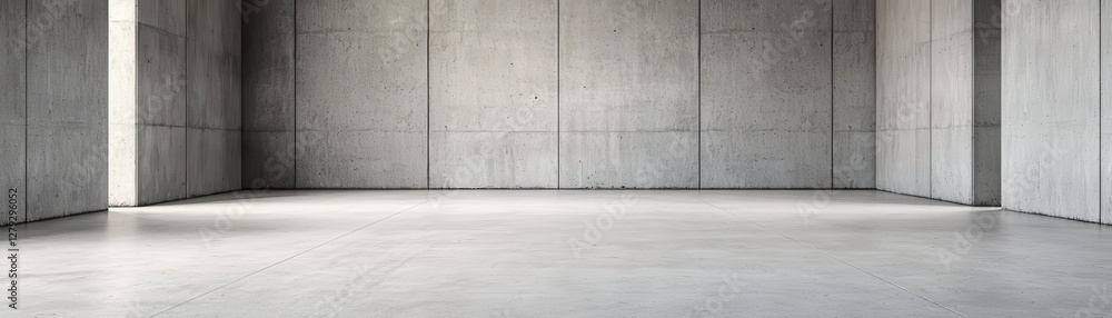 Poster spacious empty concrete room with smooth floor and textured walls, ideal for design concepts and min