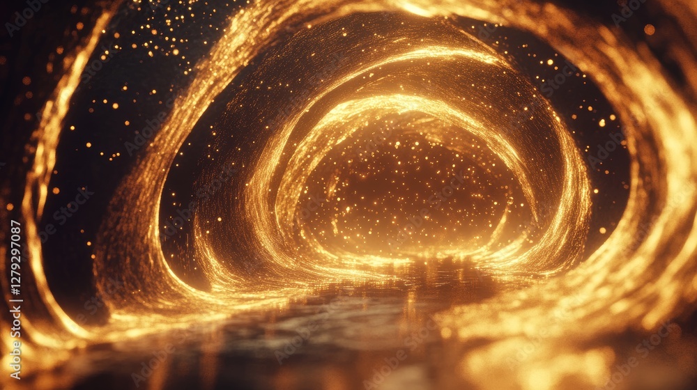 Poster captivating glowing vortex of light a dynamic cosmic energy design with intricate details