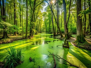 Obraz premium Swampy Forest Duckweed Photography, Urban Exploration