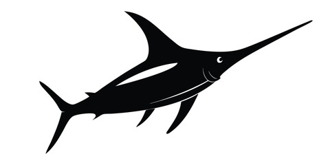 silhouette of a swordfish isolated on a white background