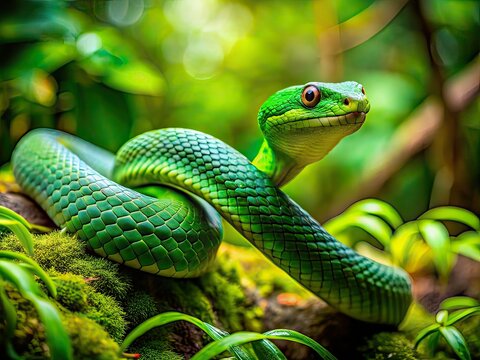 Tilt-Shift Green Snake Sinharaja Rainforest Sri Lanka