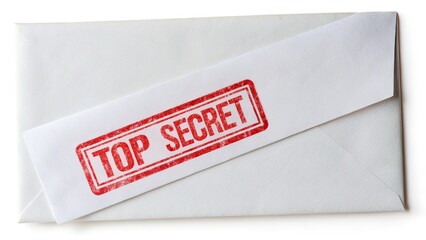 Top Secret Envelope, Realistic White Envelope with Red Stamp, Conceptual Photography