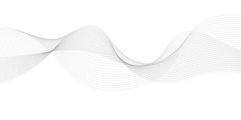 Abstract grey, white smooth element swoosh speed wave modern stream transparent background. Abstract wave line for banner, template, wallpaper background with wave design. Vector illustration
