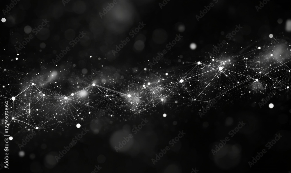 Poster hexagonal black technology texture with digital sparkles - modern futuristic abstract background con