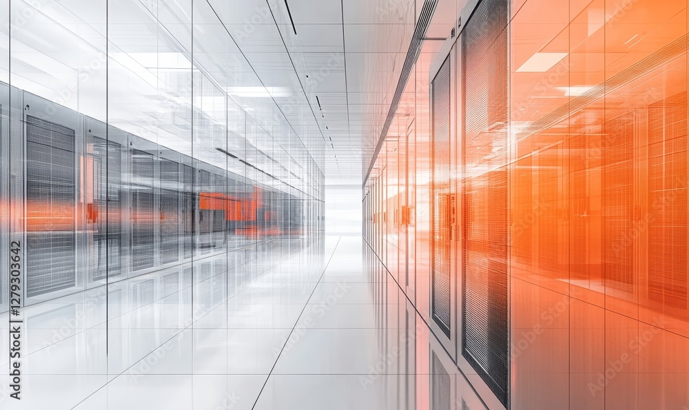 Poster hybrid cloud integration architecture with ai in data center, on-premises infrastructure, seamless t
