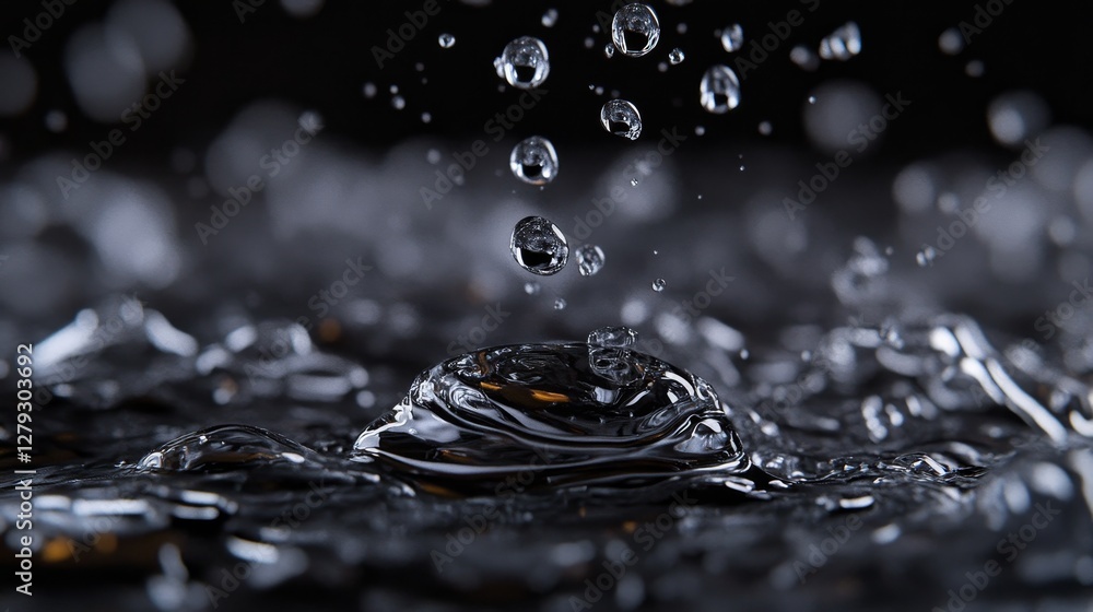 Aufkleber futuristic dark liquid texture floating in space with motion blur and dynamic lighting effects