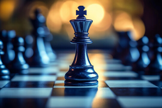 "Strategic Chess Game in Progress on a Wooden Chessboard"