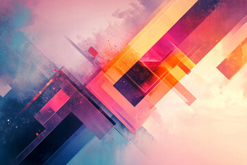 Vibrant Abstract 2D Geometric Pattern with Bold Colorful Shapes