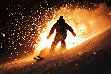 Exciting Snowboarding Adventure on a Snowy Mountain Slope