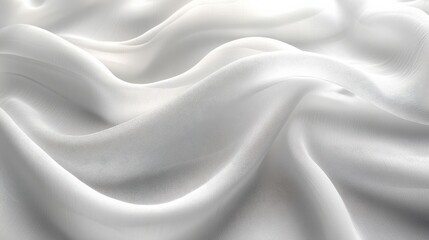 Obraz premium Elegant flowing white silk fabric draping gracefully, creating soft waves and textures