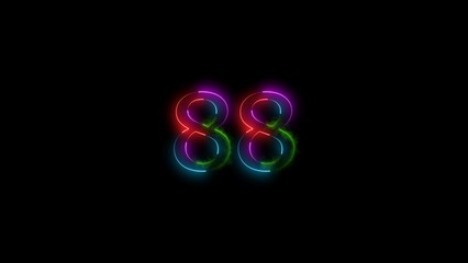  A  number  illustratin, and glowing neon number 88 illustration . on a black background.and creating a stunning 4k illustration.