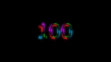  A  number  illustratin, and glowing neon number 100 illustration . on a black background.and creating a stunning 4k illustration.
