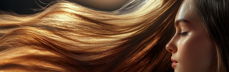 Naklejka premium Enjoying a relaxing head spa treatment with flowing hair