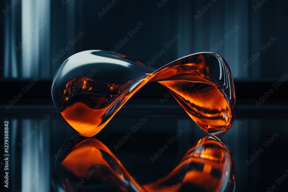 Aufkleber abstract design on reflective black surface with subtle light glimmers creating cinematic atmosphere