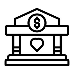 Savings Bank Vector Line Icon Design