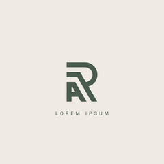 Creative minimal monochrome monogram letter AR and RA line logo design symbol. Graphic alphabet symbol for corporate identity
