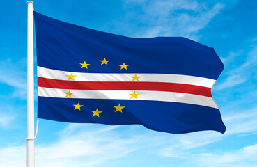 Flagpole with the flag of Cape Verde 3D Rendering