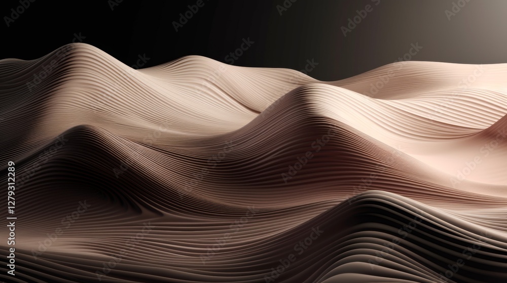 Poster elegant abstract design featuring subtle lines, soft curves, and a textured gradient surface