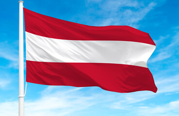 Flagpole with the flag of Austria 3D Rendering