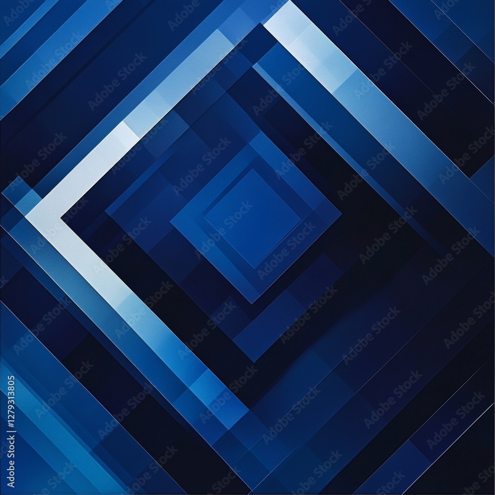 Poster abstract blue geometric layers: a modern perspective of depth and angles