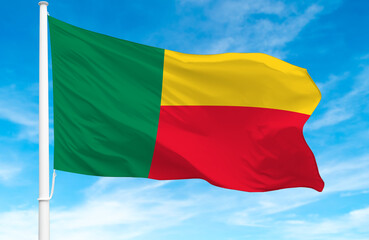 Flagpole with the flag of Benin 3D Rendering