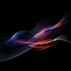 Fototapeta premium Abstract Flow: Vibrant Wavy Lines and Particles on Black Background - Modern Digital Art