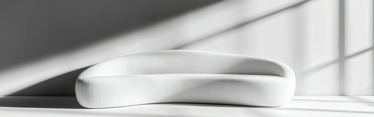 Unique boucle sofa positioned in bright minimalist room