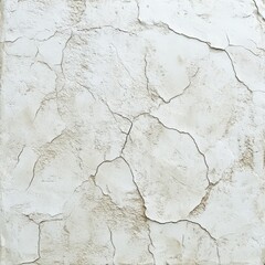 Cracked White Plaster Wall Texture with Peeling Paint and Aged Surface Detailing a Weathered and Textured Abstract Background