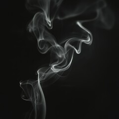 Delicate Tendrils: Ethereal White Smoke Ascending Against a Dark Void, a Study in Contrast and Fluid Motion.