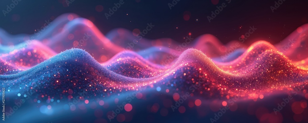 Poster abstract colorful waves flow in digital cyberspace. modern futuristic tech backdrop. glowing neon pa