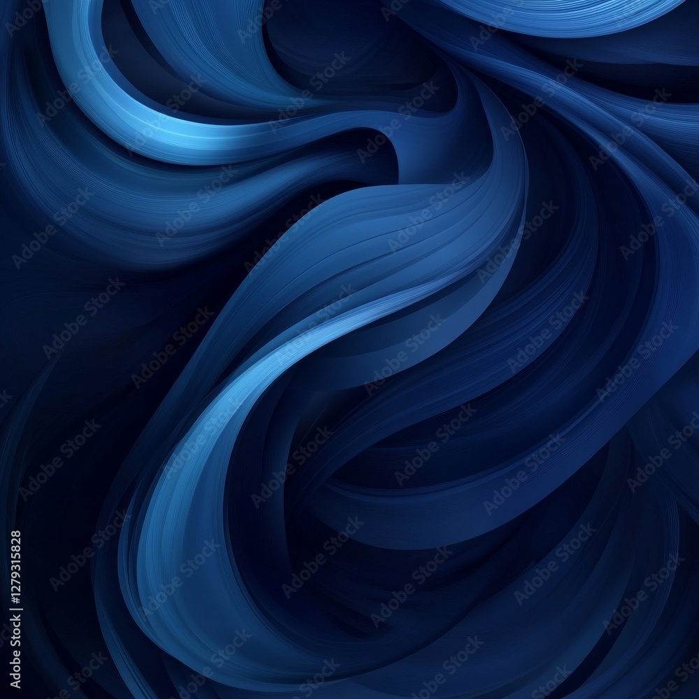 Leinwandbilder elegant blue swirls: a deep dive into abstract fluid art with dynamic lines and subtle gradient tran