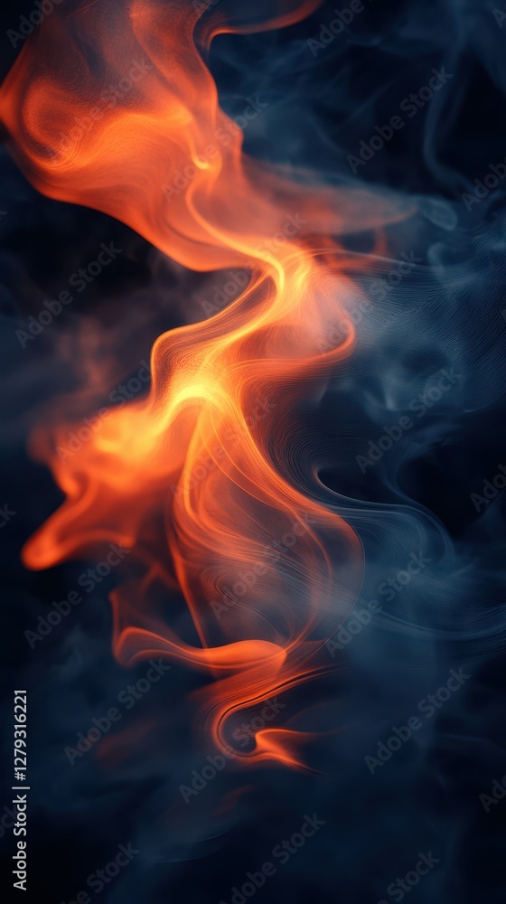 Aufkleber colorful swirling flames and smoke create a mesmerizing visual display in a dark setting
