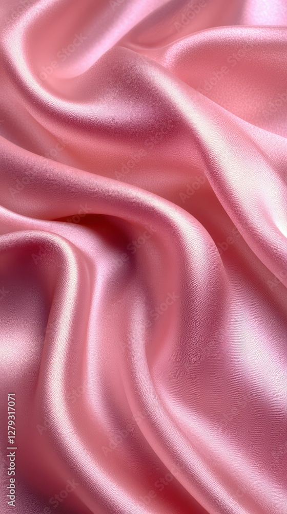 Poster silky pink fabric draped elegantly showcasing texture and sheen for design and textile projects