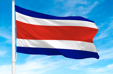 Fototapeta premium Flagpole with the flag of Costa Rica 3D Rendering