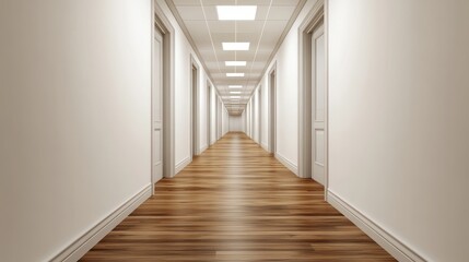 Spacious Modern Hallway With Natural Light and Wooden Accents in a Contemporary Interior Design Setting