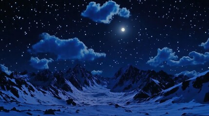 Fototapeta premium Majestic Moonlit Snowcapped Mountains Under Starry Night Sky