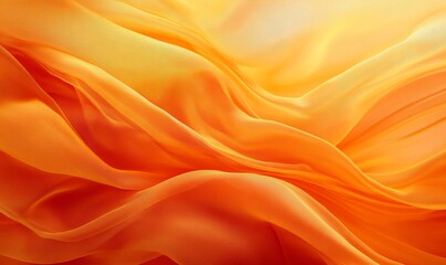 Fototapeta premium Orange Apricot Silk Textile Close-Up, Flowing Fabric Wave Pattern, Abstract Background, Elegant Drapery Texture in Warm Tones Perfect for Design and Fashion