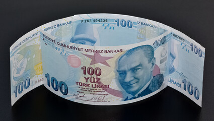Images of banknotes of various countries. turkish lira photos.