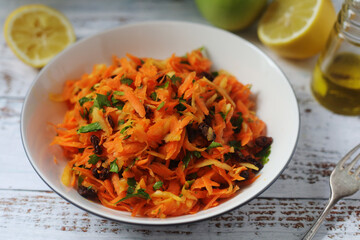 A bowl with traditional Polish carrot salad © nastyakamysheva
