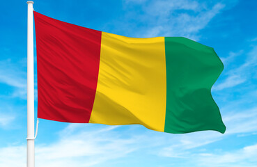  Flagpole with the flag of Guinea 3D Rendering