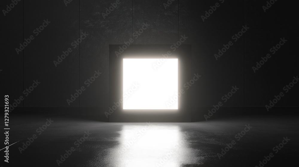 Poster a black canvas with one single glowing white square