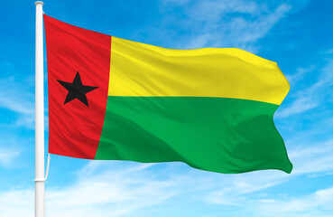  Flagpole with the flag of Guinea-Bissau 3D Rendering