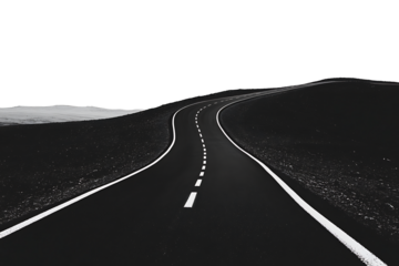 Curved asphalt road white lines white lines isolated on white background.PNG
