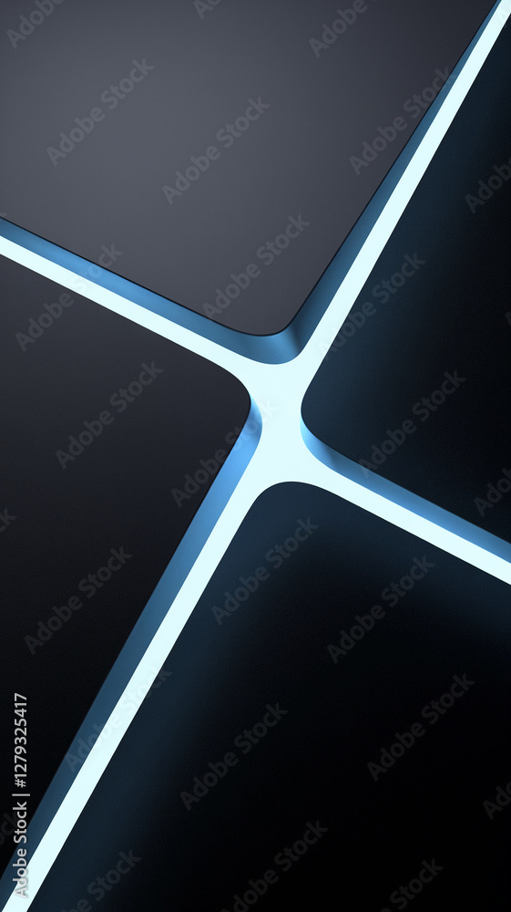 Poster a futuristic abstract design featuring glowing lines intersecting in a soft curve, creating a dynami