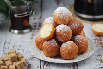Quarkbelllchen, traditional German dessert made of cotton cheese and dough