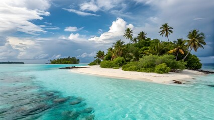 Fototapeta premium Tropical island with turquoise water white san