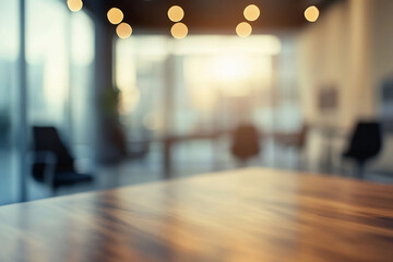 Fototapeta premium Office Meeting Room Blur - Soft-focus background featuring an office meeting room setup