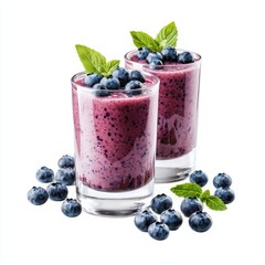 Blueberry antioxidant smoothie recipe bright studio setting thick smoothie in glass healthy lifestyle straight-on view