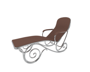 Ornate Metal-Framed Reclining Lounge Chair isolated on background. 3d rendering - illustration